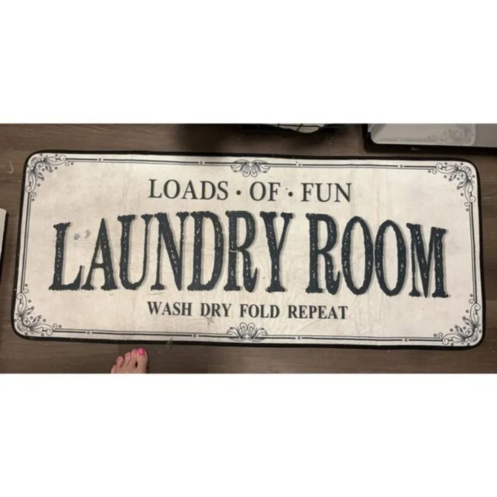 Non Slip Laundry Runner Rug Farmhouse Mat for Bathroom Gray, 20 X 47